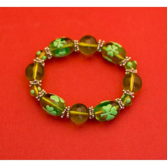 Vintage Flexible Glass Beaded Irish Bracelet - F3 - Picture 1 of 3